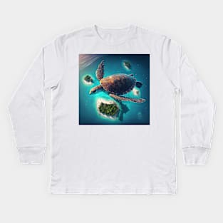 The flying turtle Kids Long Sleeve T-Shirt